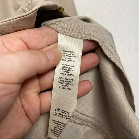 NWT Zenergy Chicos Woven Collection Mesh Detail Zip Jacket Tibet Taupe 1 / S - Picture 5 of 7